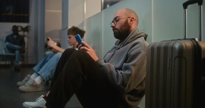 Passenger, Phone, Wating, Airport by Frame Stock Footage – Stock ...