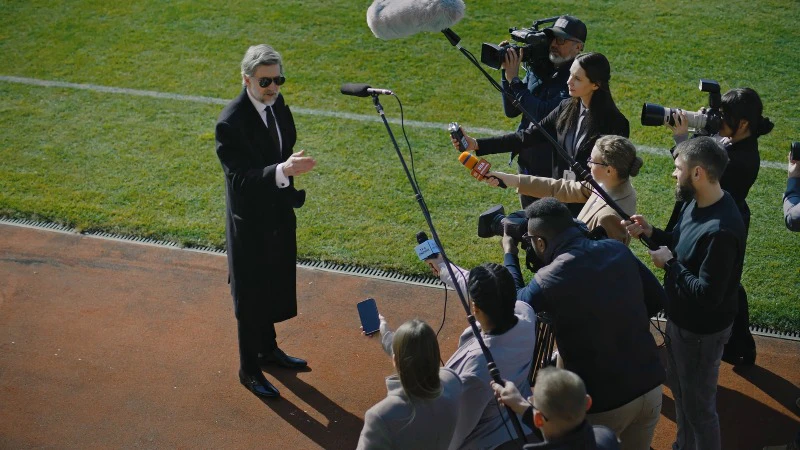 Reporters, Stadium, Camera, Microphone by Frame Stock Footage – Stock ...